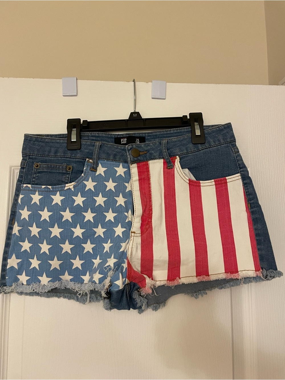 VTG Forever 21 American Flag Print Denim Short Shorts - size 29